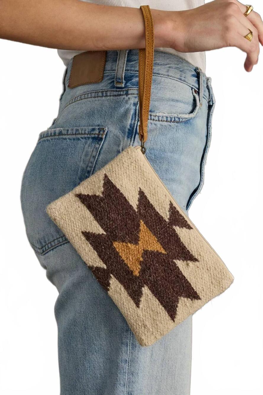 NEW PANACHE women's wristlet wallet in cream, brown, tan